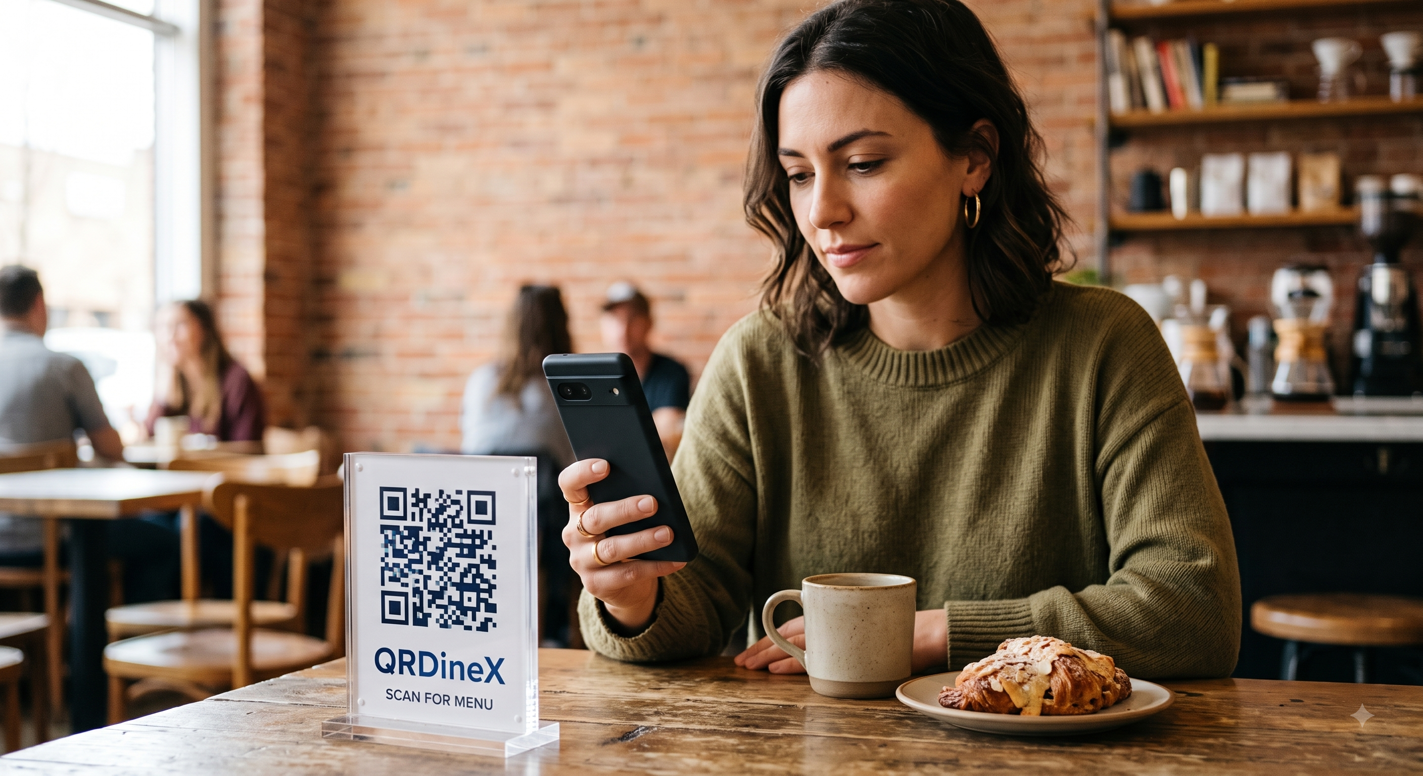 Customer scanning table QR code